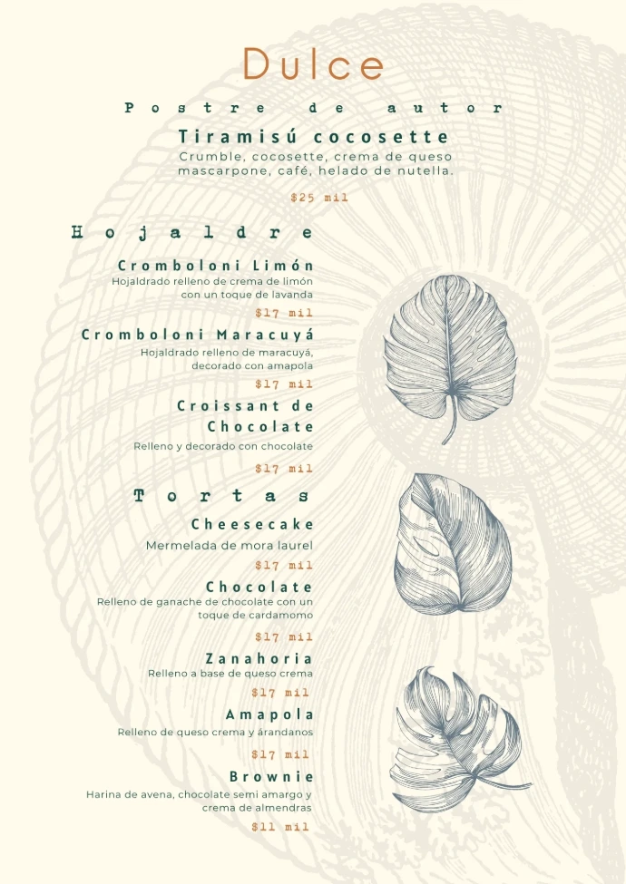 Tortas y opciones de dulce